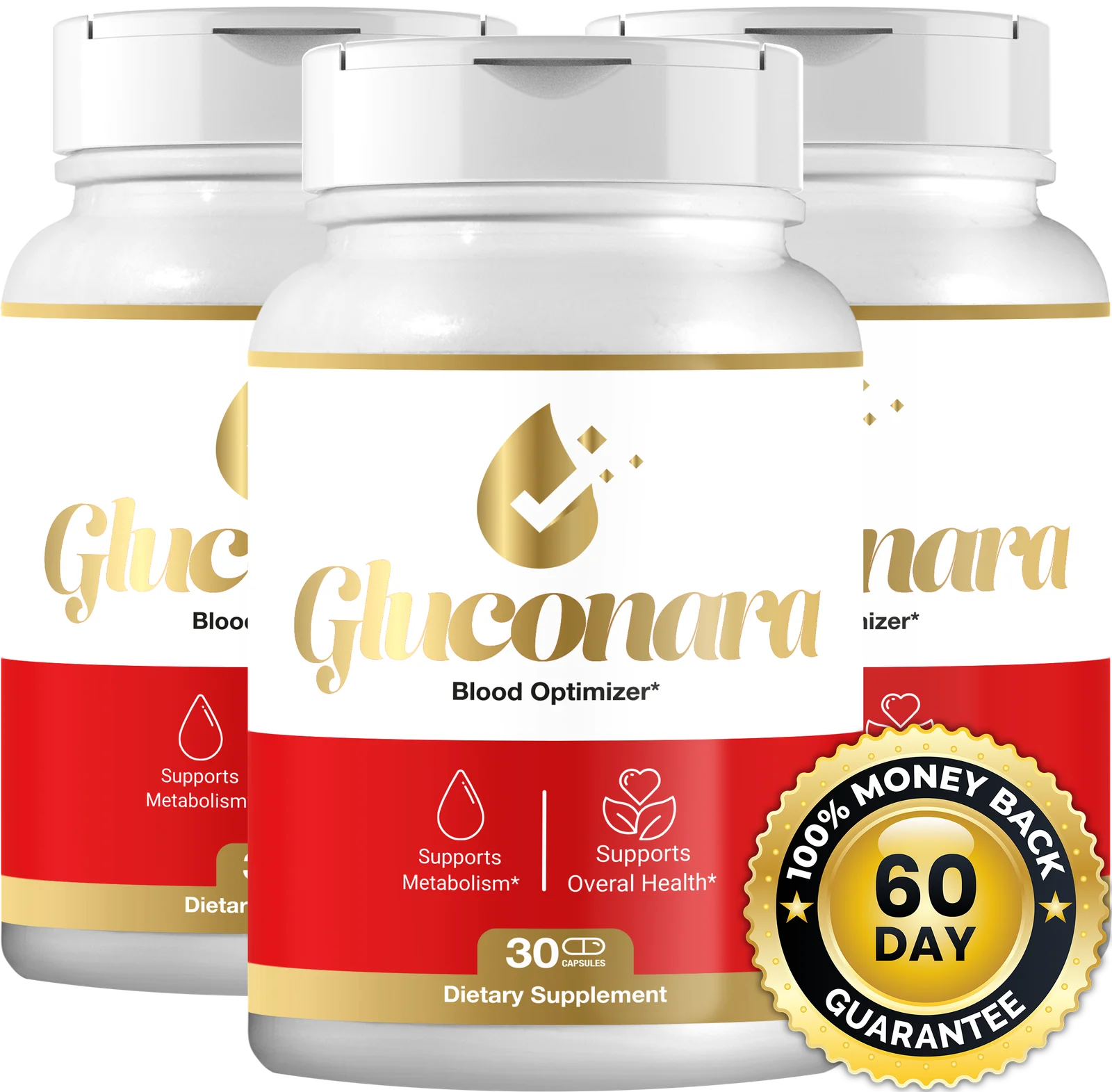 Gluconara bottle front label — natural pancreatic and glucose support